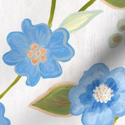 Blue Flower Country Garden, Blue Flower Bedding, Artistic - LARGE