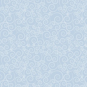 small scale fog spiral - zen spirals light blue - magic spiral fabric and wallpaper