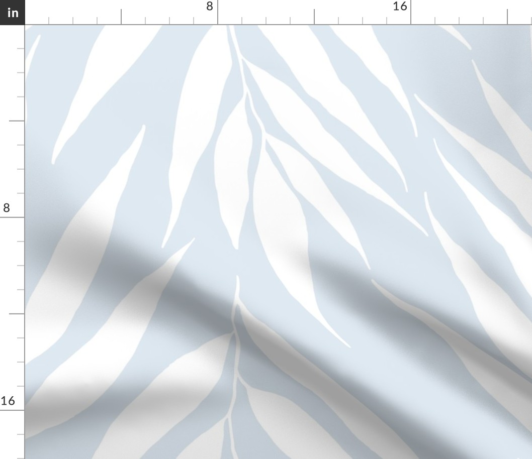 hand-drawn leaves - fog color - blue botanical wallpaper and fabric