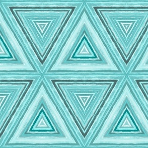 Watercolor Turquoise Teal Fresh Summer Geometrical Pattern Triangle