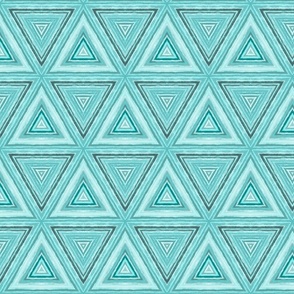 Watercolor Turquoise Teal Fresh Summer Geometrical Pattern Triangle Smaller Scale