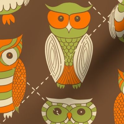 Retro 1970s Owls Pattern