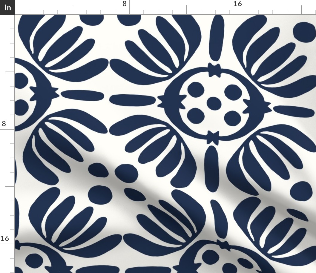 Folk Tile-Navy  (Large)