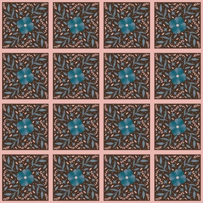 Flower Tiles In Blue and Pink