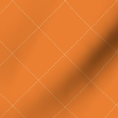 Faux Stitch Quilted Pattern Cream on Orange