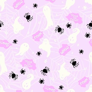 Trick or Treat baby ghosts boo pastel pink black by Jac Slade