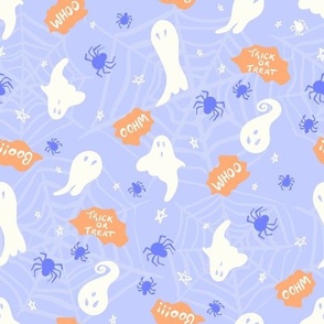 Trick or Treat baby ghosts boo Blue orange by Jac Slade