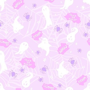 Trick or Treat baby ghosts boo pastel pink purple by Jac Slade