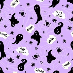 Trick or Treat baby ghosts boo purple black by Jac Slade