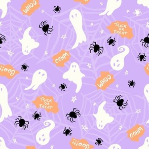 Trick or Treat baby ghosts boo purple black orange by Jac Slade