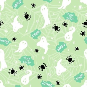 Trick or Treat baby ghosts boo green black by Jac Slade