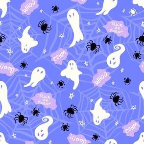 Trick or Treat baby ghosts boo purple blue black by Jac Slade