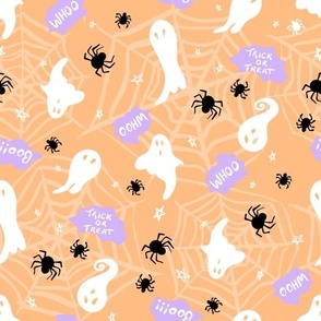 Trick or Treat baby ghosts boo orange purple black by Jac Slade