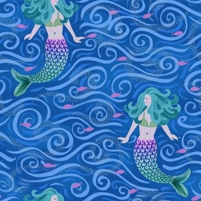 mermaids bobbing in the ocean normal scale 12"