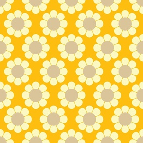 60s Retro Floral in Tan, Yellow