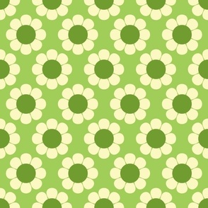 60s Retro Floral in Lime, Green