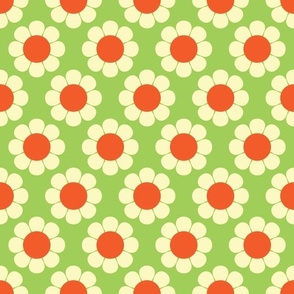 60s Retro Floral in Orange, Lime