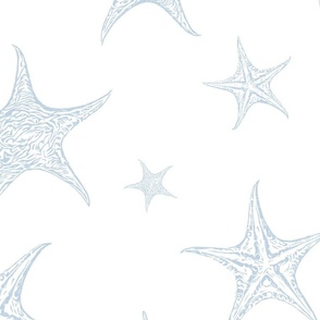 blue starfish - abstract sea star - fog color - coastal wallpaper and fabric