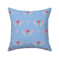 Large Graceful Flower Medley - Light Blue