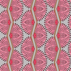 Pink paper fans on gray