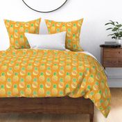 Large Scale Pineapples on Yellow Gold Polkadots