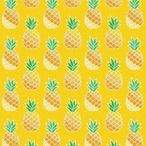 Small Scale Pineapples on Yellow Polkadots