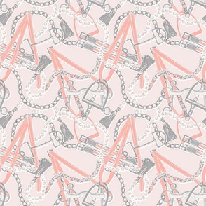 Classic Equestrian No. 2,  Vintage Dame, Pink and Gray 