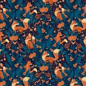 Hidden Whimsical night foxes - small scale