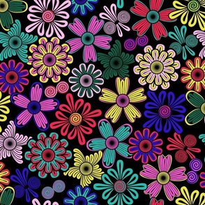 Floral Fabric Buttons - Neon