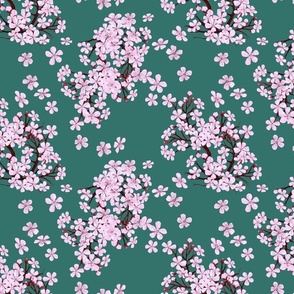 Plum Blossom Time- SMALL- teal green 