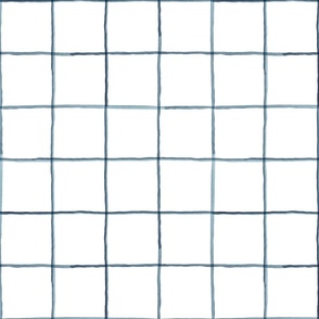 12" Blue gray watercolor windowpane grid