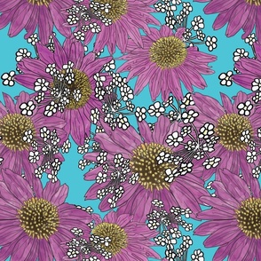 Purple Flower Garden Bedspread