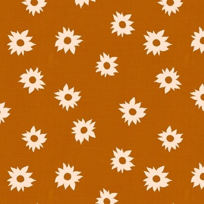 Flowers on Rust  Linen