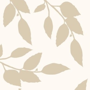 Calming Neutral Leaves on Cream Background Jumbo Scale