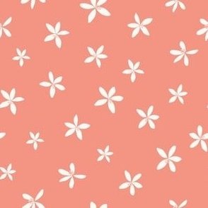 White Star Flower and Peach Background Boho Floral 