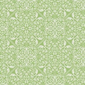 Light green maximal style decorative floral vines .