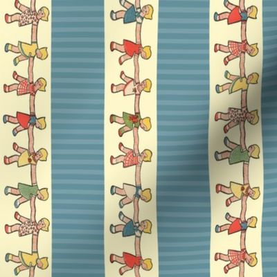 BORDER PRINT - PAPER DOLL COLLECTION (BLUE)