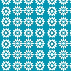 Blue & White Starburst Quilt - Geometric