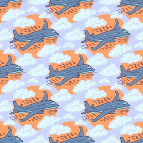 Airplane - Lilac & Orange (MEDIUM)
