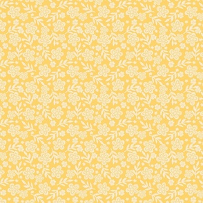 Cottagecore Ditzy Floral in Off White and Gold / Yellow  - Medium Scale