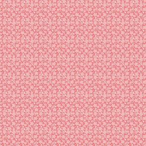 Cottagecore Ditzy Floral in Off White and Coral - Small Scale