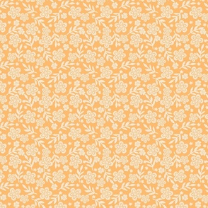 Cottagecore Ditzy Floral in Off White and Orange - Medium Scale