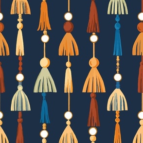 Mid Century Modern Tassels With Fringe - Solid background - Passementerie  