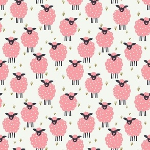 Free Range Pink Sheep on a Light Background - Medium