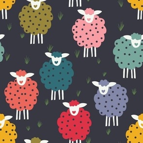 Free Range Rainbow Sheep on a Dark Background - Large