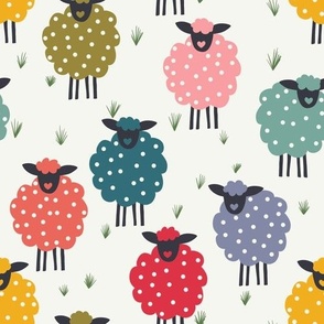 Free Range Rainbow Sheep a Light Background - Large