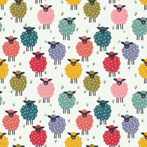 Free Range Rainbow Sheep on a Light Background - Medium