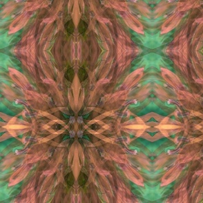 Green and Coral Kaleidoscope Stripes - Large Scale