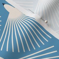 Bird / medium scale / blue abstract graphic geo art deco scallop bird shape