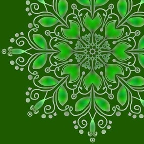 Folk Art Kaleidoscope Tulips Green on Green